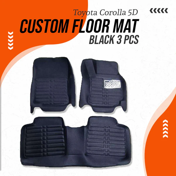 Toyota Corolla 5D Custom Floor Mat Black 3 Pcs – Model 2014-2025