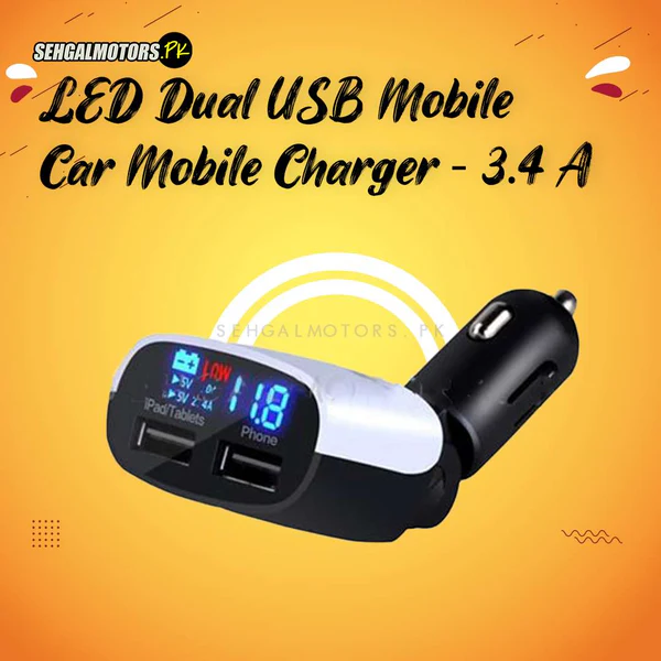 LED Dual USB Mobile Car Mobile Charger – 3.4 A – Dual Usb Car Cigarette Charger With Led Display | Universal Mobile Phone Car Charger